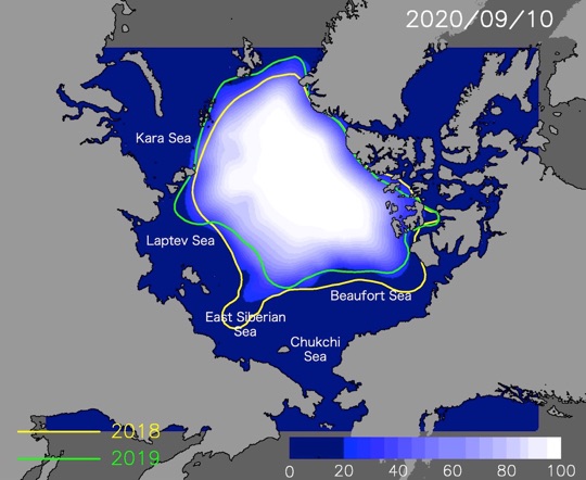 Figure1:Predicted sea ice cover on September 10, 2020.