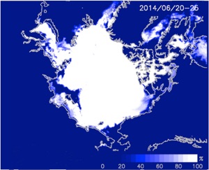 Figure 6:Mean ice concentration during June 20-25, 2014.