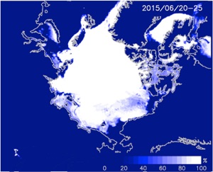 Figure 5:Mean ice concentration during June 20-25, 2015.
