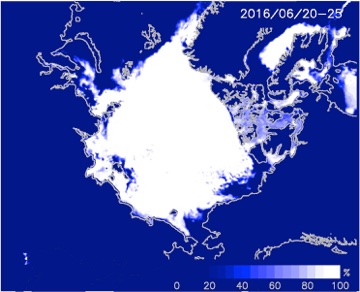Figure 4:Mean ice concentration during June 20-25, 2016.