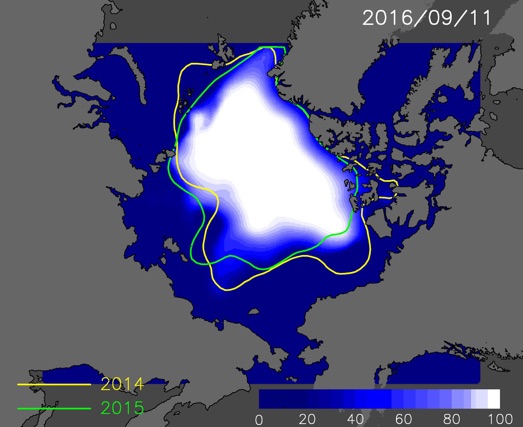 Figure1:Predicted sea ice cover on September 11, 2016.