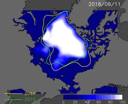 Figure1:Predicted sea ice cover on September 11, 2016.