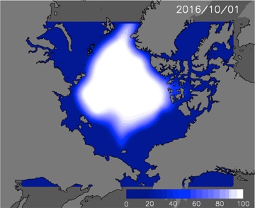 Predicted sea ice concentration on October 1.