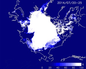 Figure 6:Mean ice concentration during July 20-25, 2014.