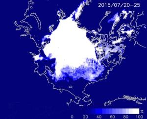 Figure 5:Mean ice concentration during July 20-25, 2015.