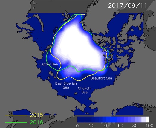 Figure1:Predicted sea ice cover on September 11, 2017.