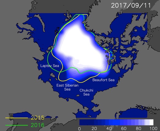 Figure1:Predicted sea ice cover on September 11, 2017.