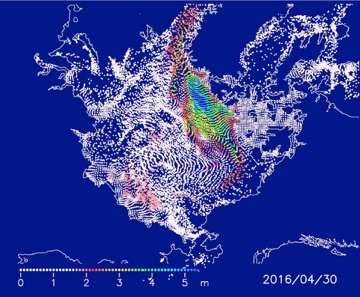 Figure 5:Animation of distributed particles’ movements during December 1, 2015 through April 30, 2016.