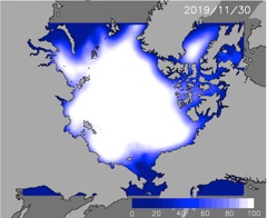 Predicted sea ice concentration on November 30