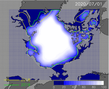 Figure 3:Animation of predicted Arctic ice extent from the July 1 to the September 20.